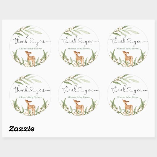 Houtlandherten genderneutraal groen baby shower ronde sticker (Vel)