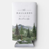 houtlijn | Mountain Forest Wedding Favoriet Seltzer Blikjeskoeler (Achterkant)