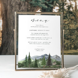 houtlijn | Mountain Forest Wedding Menu Sign Poster