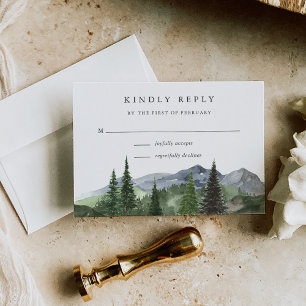 houtlijn Mountain Forest Wedding RSVP Kaartje