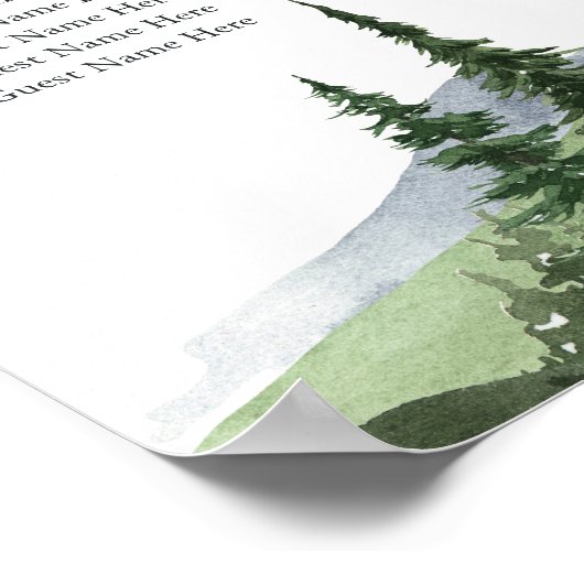 houtlijn | Mountain Forest Wedding Seating Chart Poster (Hoek)