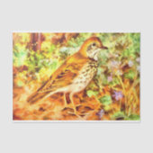 Houtlijster  Vogel met Wildbloemen Tissuepapier (Voorkant)