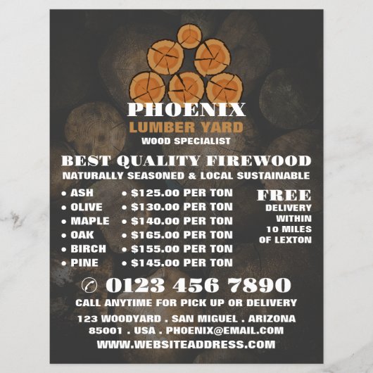 Houtlog Logo, Hout/Hout/Houtwerf Advertentie Flyer (Voorkant)