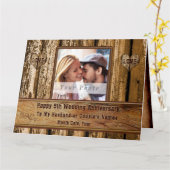 Houtlook 5th Jubileum Card voor Husband, BIG Kaart (Gele Bloem)