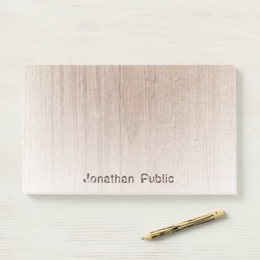 Houtlook elegante Sjabloon Trendy Distress Text Post-it® Notes (Op bureau)