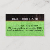 Houtlook Lime Green Burlap Rustige Monogram Visitekaartje (Achterkant)