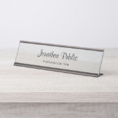 Houtlook Stijlvolle kalligrafie Trendy Sjabloon Bureau Naambordje (Voorkant)