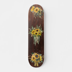 Houtlook Sunflower Floral Bouquet Persoonlijk Skateboard