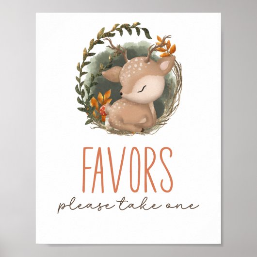 Houtloze herten Baby shower gunsten Poster (Voorkant)
