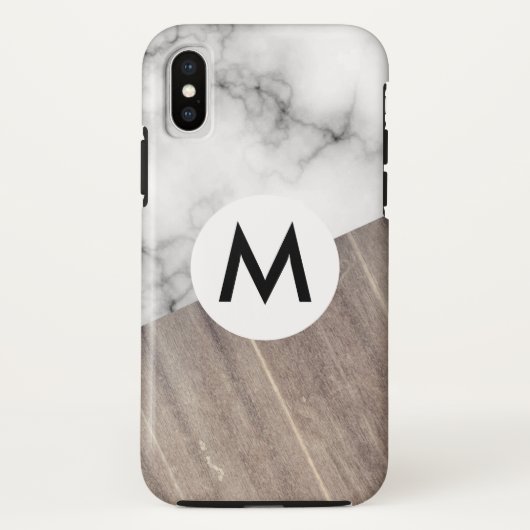 houtmarmer met monogram Case-Mate iPhone case (Achterkant)