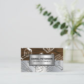 houtmetaal | Industrieel gereedschap gegraveerd Visitekaartje (Staand voorkant)