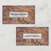 Houtnerf en metaalschroeven visitekaartje (Voorkant / Achterkant)