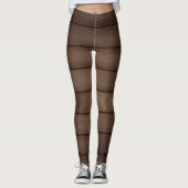 Houtnerf Gestreepte Bruine Abstracte Modekunst Leggings (Voorkant)