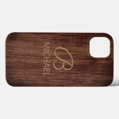 Houtnerf Hout Met Monogram Gepersonaliseerde Naam Case-Mate iPhone Case (Achterkant (horizontaal))