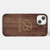 Houtnerf Hout Met Monogram Gepersonaliseerde Naam iPhone Hoesje (Achterkant horizontaal)