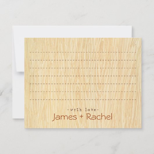 Houtnerf met Hart Bedankbriefje Bedankkaart (Achterkant)