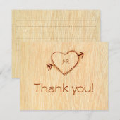Houtnerf met Hart Bedankbriefje Bedankkaart (Voorkant / Achterkant)