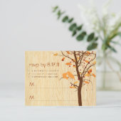 Houtnerf met herfstliefdesvogels RSVP (Staand voorkant)