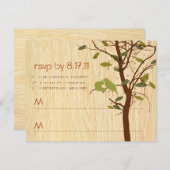 Houtnerf met liefdesvogels RSVP (Voorkant / Achterkant)