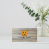 Houtnerf Professioneel Elegant Monogram #7 Visitekaartje (Staand voorkant)