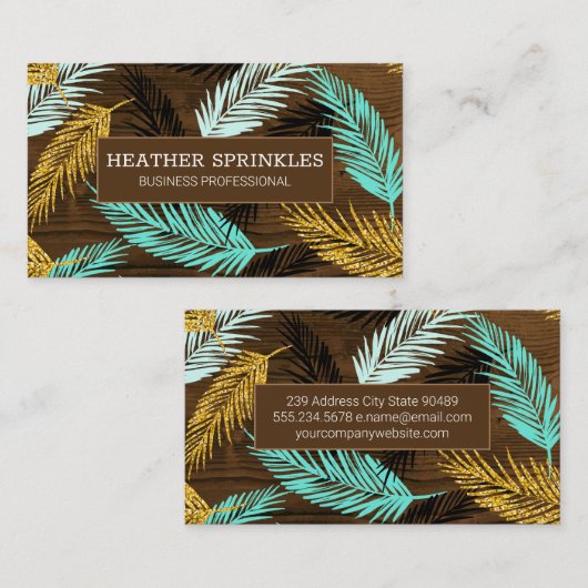 Houtnerf Rand | Palmbladeren | Natuurlijk Visitekaartje (Voorkant / Achterkant)