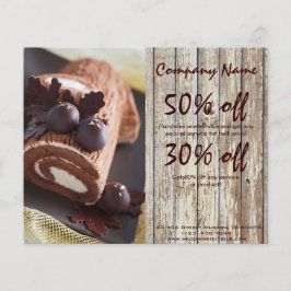 houtnerf rustieke dessert chocoladetaart bakkerij flyer