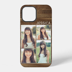 Houtnerf Rustieke Houten Selfie Fotocollage iPhone 12 Hoesje