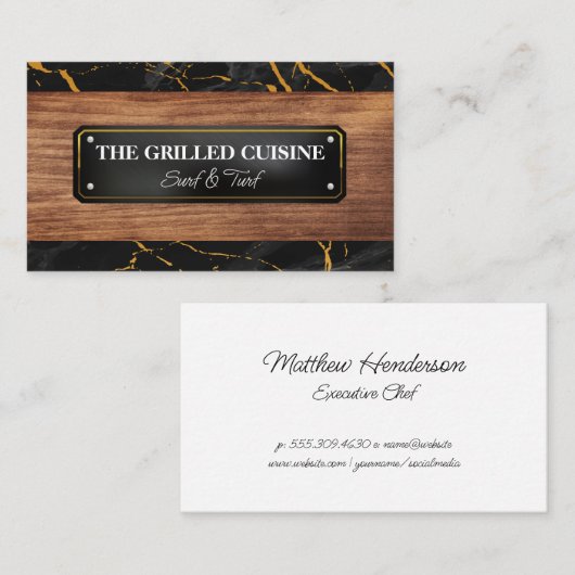 houtnerf | Zwart Goud Marmer | Lux Visitekaartje (Voorkant / Achterkant)
