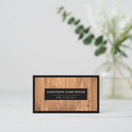Houtnerf Zwart Handyman Lijst Visitekaartje (Staand voorkant)