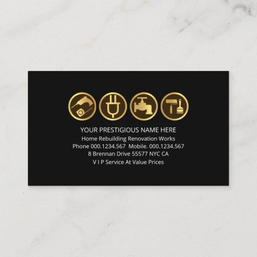 Houtnerf Zwart Handyman Lijst Visitekaartje (Achterkant)