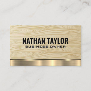 Houtnerfpatroon   Visitekaartje met gouden metalen