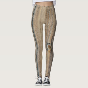 Houtnerfstructuur in bruine tinten leggings
