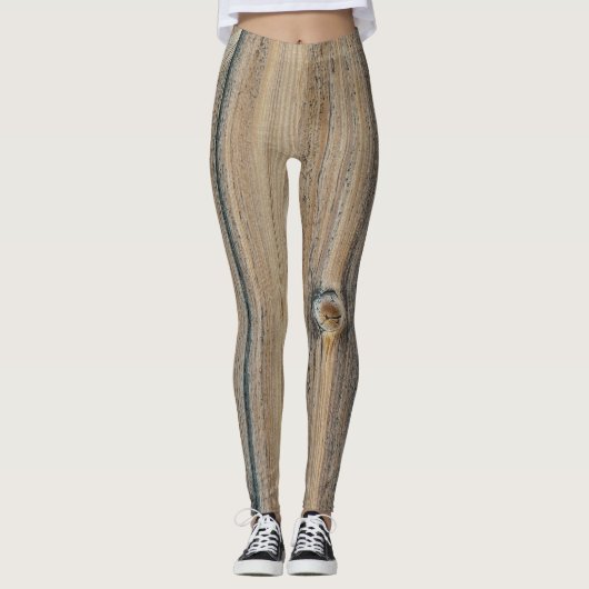 Houtnerfstructuur in bruine tinten leggings (Voorkant)