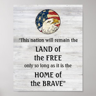 Houtontwerp Startpunt van de Brave Freedom Quote Poster