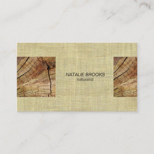 Houtpaneel en Linnen Stitch look Visitekaartje (Voorkant)