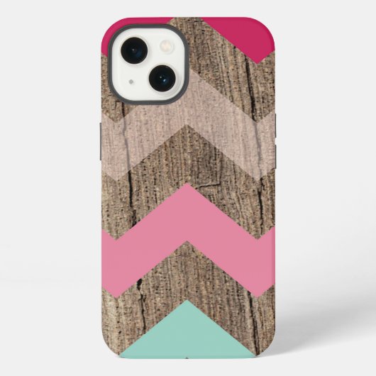 Houtpastel chevron zigzag zagzag patroon chic iPhone hoesje (Achterkant)