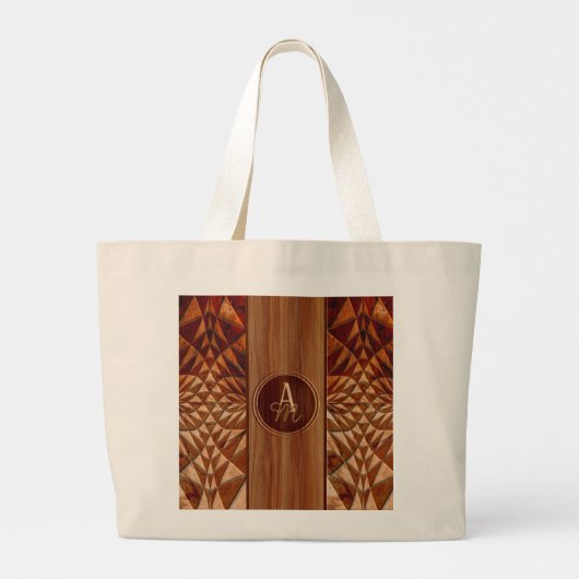 Houtpatroon Grote Tote Bag (Achterkant)