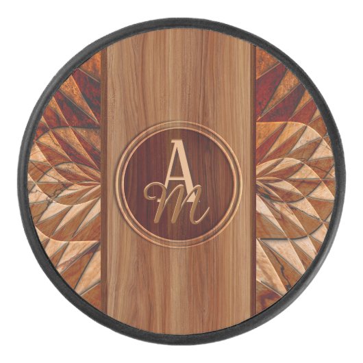 Houtpatroon Hockey Puck (Voorkant)
