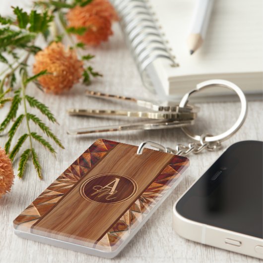 Houtpatroon Sleutelhanger (Voorkant Rechts)