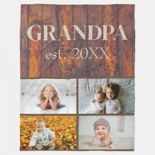 Houtpatroon voor opa Fleece Blanket (Voorkant)