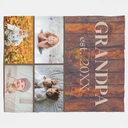 Houtpatroon voor opa Fleece Blanket (Voorkant (Horizontaal))