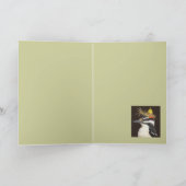 houtpecker met een kaartje voor pet met eikel kaart (Binnen)