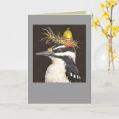 houtpecker met een kaartje voor pet met eikel kaart (Gele Bloem)