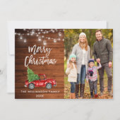 Houtpenseel Manuscript Truck Jar Lights Kerstmis Feestdagenkaart (Voorkant)