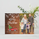 Houtpenseel Manuscript Truck Jar Lights Kerstmis Feestdagenkaart (Staand voorkant)