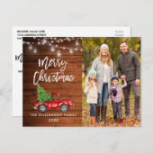 Houtpenseel  Manuscript Vrachtwagen verlicht Kerst Briefkaart (Voorkant / Achterkant)