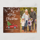 Houtpenseel  Manuscript Vrachtwagen verlicht Kerst Briefkaart (Voorkant)