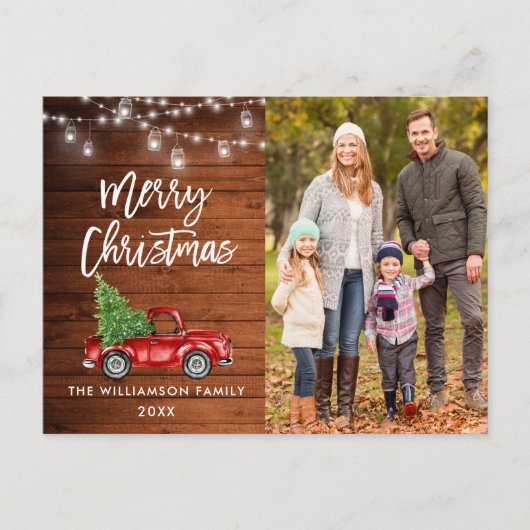 Houtpenseel  Manuscript Vrachtwagen verlicht Kerst Briefkaart (Voorkant)