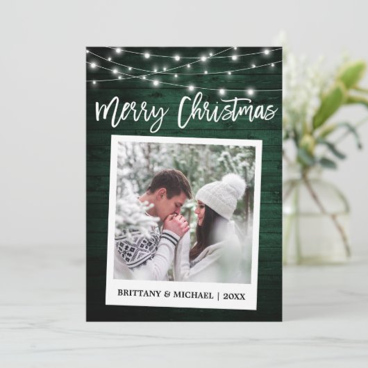 Houtpenseelscript voor onmiddellijke camera met ke feestdagenkaart (Staand voorkant)