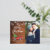 Houtpenseelscript Vrachtwagen Lights Kerstmis foto Briefkaart (Staand voorkant)